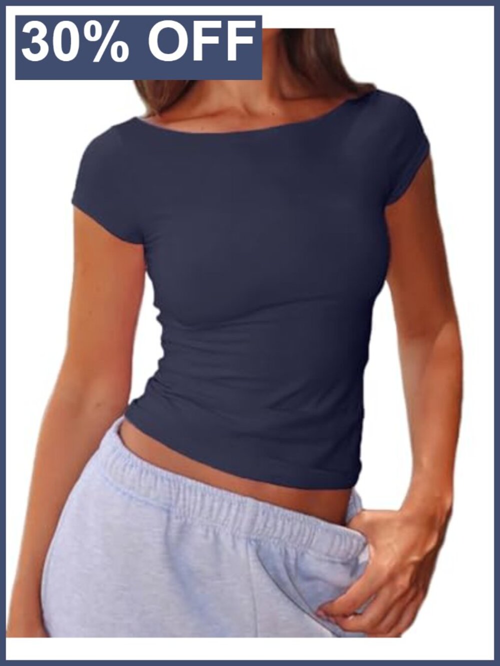 Cotton Boat Neck Baby Tee Short Sleeve Casual T-Shirt